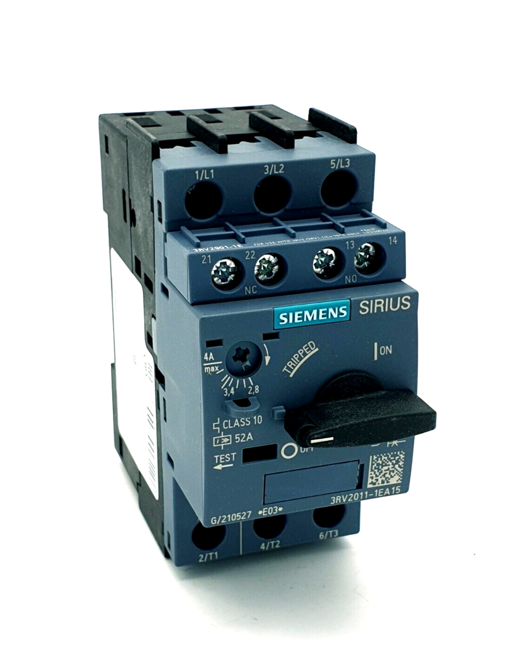 Siemens 3RV2011-1EA15, Leistungsschalter, A-Auslöser 2,8...4 A N-Auslöser 52 A